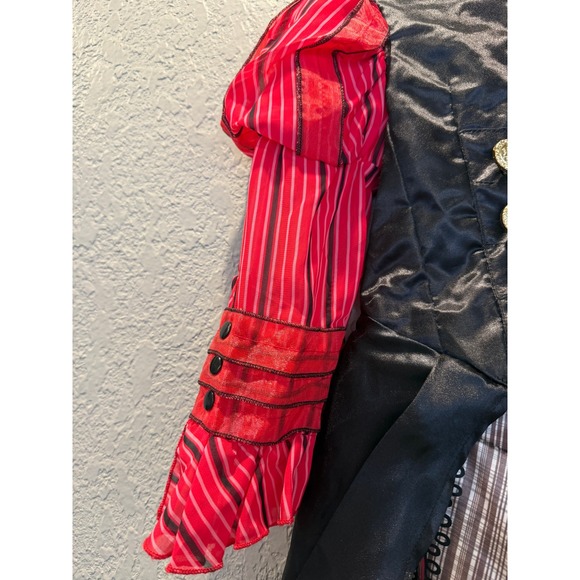 Disney Store Pirate Costume Jumpsuit Kids Size 4 Red Black Striped Plaid NWT - Picture 6 of 7